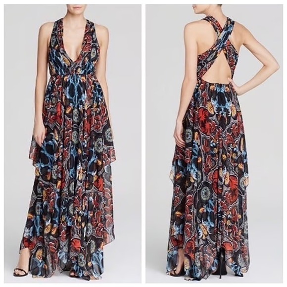 Alice + Olivia Kora Mixed Baroque Print Maxi‎ Dress V Neck Sleeveless Size 6 - Picture 10 of 10